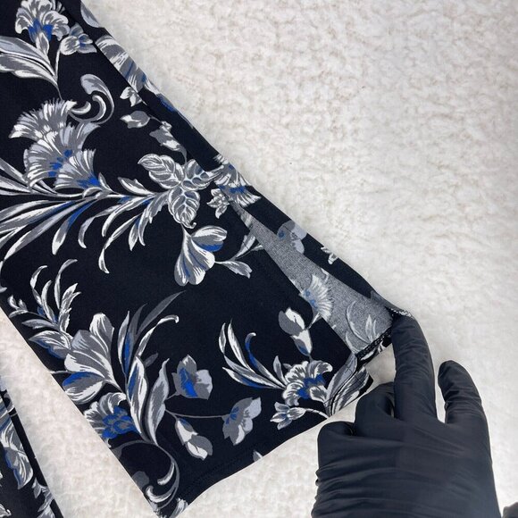 White House Black Market Black Floral Print Dress Womens 3/4 Sleeve Size Medium - Picture 7 of 16